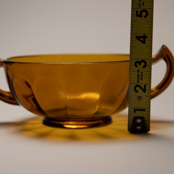 Vintage Oversized Amber Glass Double Handle Bowl/Cup - Picture 6 of 8